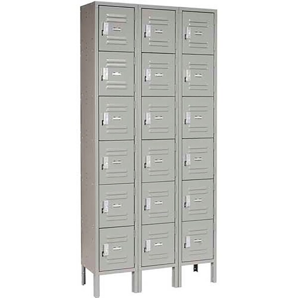 Global Industrial Six Tier Locker, 12x15x12, 18 Door, Unassembled, Gray 652057GY - main
